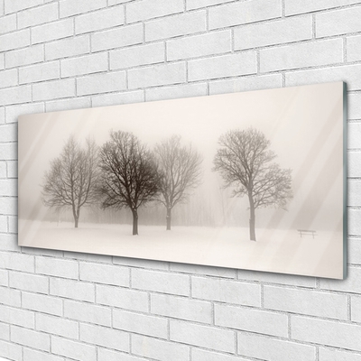 Staklena slika Pejzaž snježnih stabala