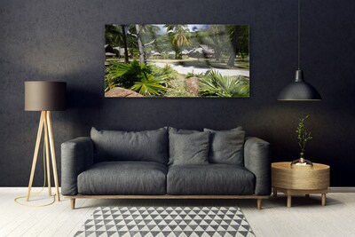 Staklena slika za zid Palma ostavlja prirodu