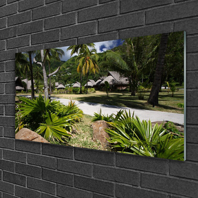 Staklena slika za zid Palma ostavlja prirodu
