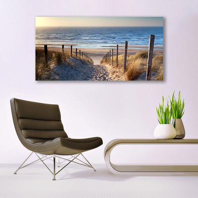 Staklena slika za zid Pejzaž staze uz plažu