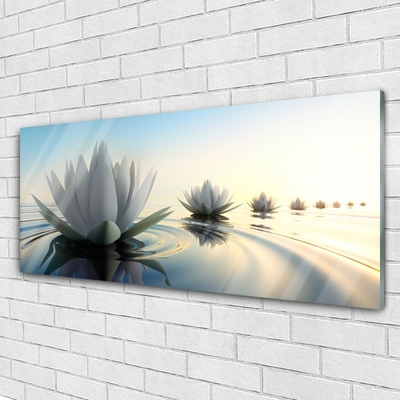 Staklena slika za zid Lopoči Cvijeće Jezerce