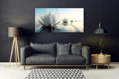 Staklena slika za zid Lopoči Cvijeće Jezerce