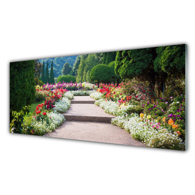 Fotografija na staklu Park Cvijeće Stepenice Vrt
