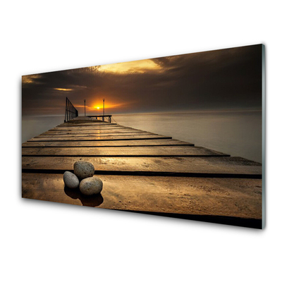 Staklena slika Sea Pier Zalazak sunca