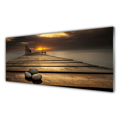 Staklena slika Sea Pier Zalazak sunca