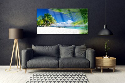 Staklena slika Tropska plaža s pogledom na more