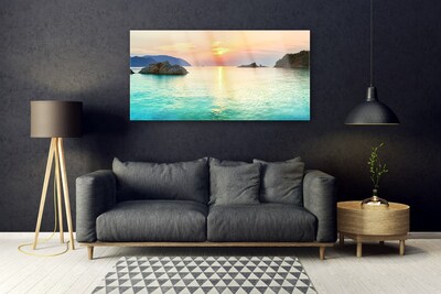 Staklena slika Sunce Rock Sea Landscape