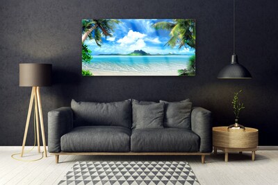 Staklena slika Palme Morski Tropski otok