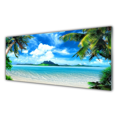 Staklena slika Palme Morski Tropski otok