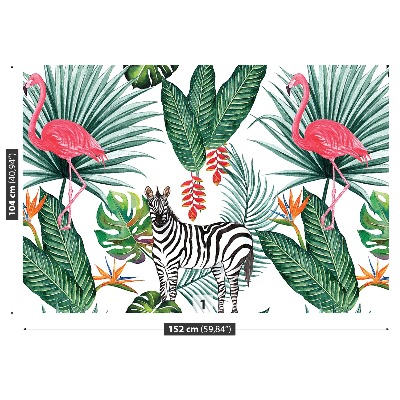 Zidna tapeta Zebra i flamingo