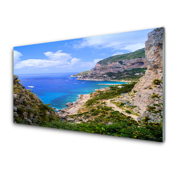 Fotografija na akrilnom staklu More Plaža Planinski krajolik