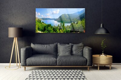 Fotografija na akrilnom staklu Planinski krajolik Forest Lake