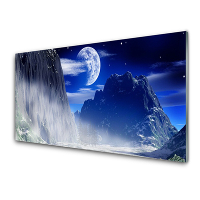 Fotografija na akrilnom staklu Planine Noćni krajolik Mjeseca