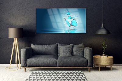 Fotografija na akrilnom staklu Blue Butterflies Water Art