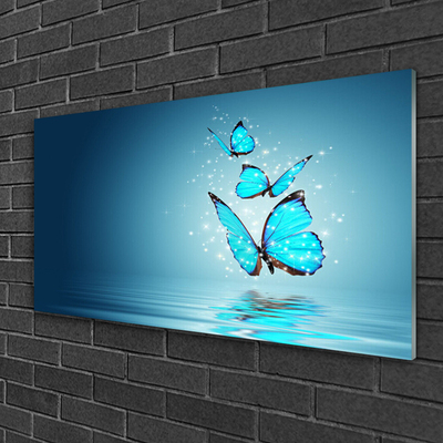 Fotografija na akrilnom staklu Blue Butterflies Water Art