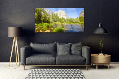 Akrilna slika Jezero Planinska šuma Priroda