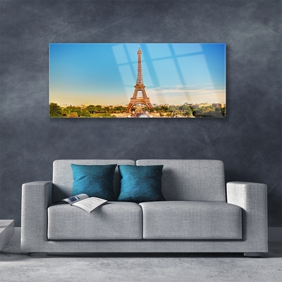 Slika na akrilnom staklu Eiffelov toranj Grad Pariz