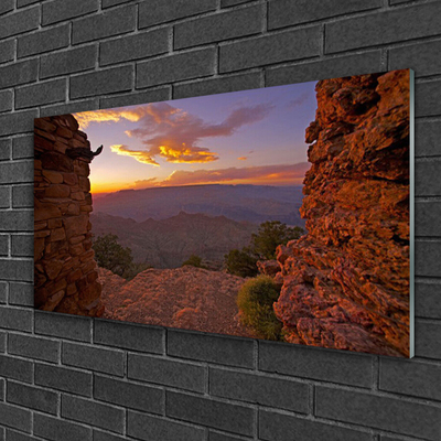 Fotografija na akrilnom staklu Rock Clouds Sky Landscape