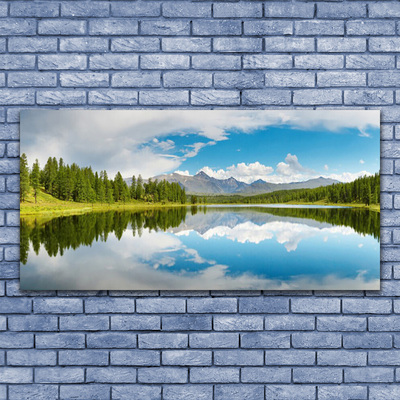 Fotografija na akrilnom staklu Planinski krajolik Forest Lake