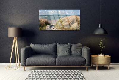 Fotografija na akrilnom staklu Pejzaž morske trave na plaži