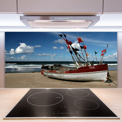 Staklo za kuhinju Sea Beach Boat Landscape