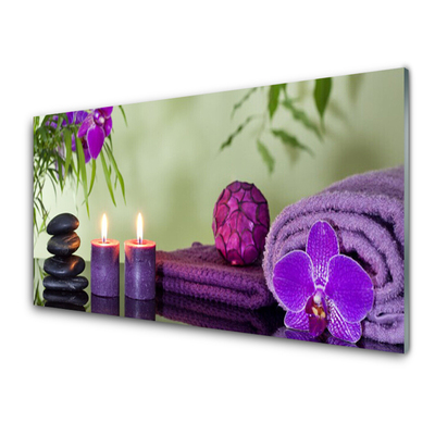 Staklo za kuhinju Stones Candles Art