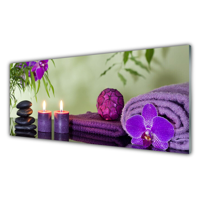 Staklo za kuhinju Stones Candles Art