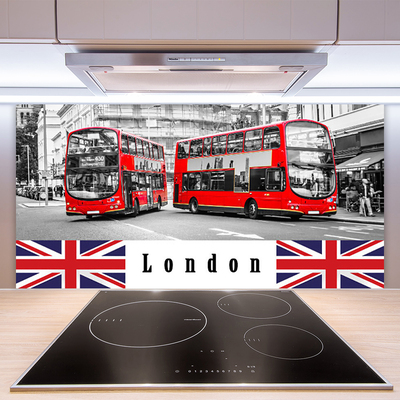 Kaljeno staklo za kuhinju London Bus Art