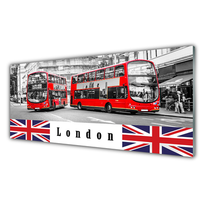 Kaljeno staklo za kuhinju London Bus Art