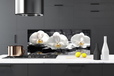 Kaljeno staklo za kuhinju Bijeli cvijet orhideje