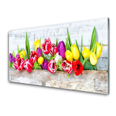 Kaljeno staklo za kuhinju Tulipani Cvijeće Priroda
