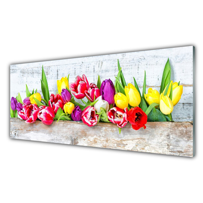 Kaljeno staklo za kuhinju Tulipani Cvijeće Priroda