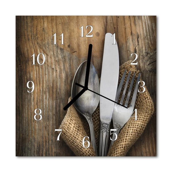 Kvadratni zidni sat Kuhinjski pribor za jelo