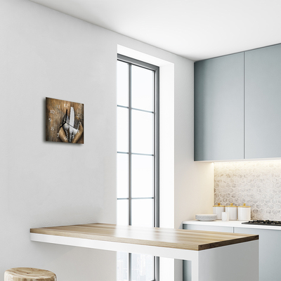 Kvadratni zidni sat Kuhinjski pribor za jelo