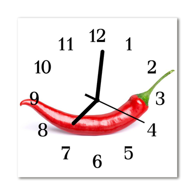 Stakleni četvrtasti sat Čili Paprika