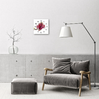 Stakleni četvrtasti sat Cvijet Magnolije