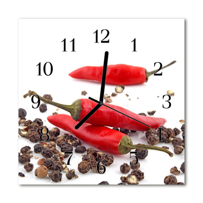 Stakleni četvrtasti sat Čili Paprika
