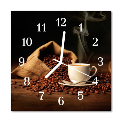 Stakleni četvrtasti sat Zrna kave