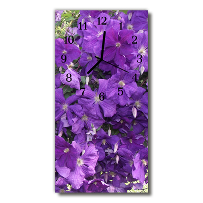 Vertikalni zidni sat Ljubičasti cvjetovi jaglaca