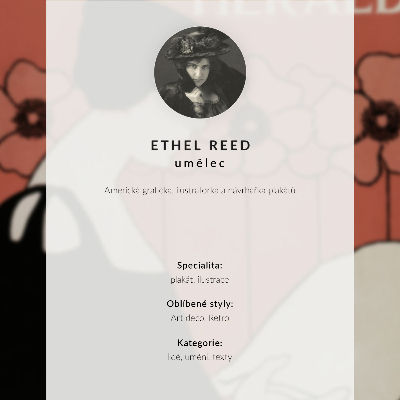 Dekorativni plakat Žena čita novine u secesijskom stilu, autorica Ethel Reed