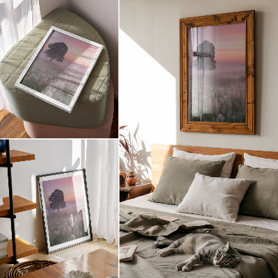 Dekorativni plakat Usamljeno drvo u magli, pastelne boje neba