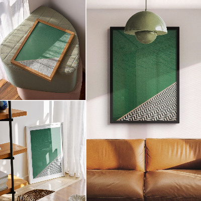 Dekorativni plakat Zelena s geometrijskim crno-bijelim uzorkom