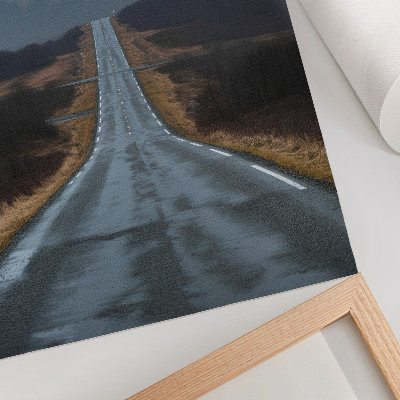 Dekorativni plakat Oblačne planine, gruba cesta, mirna atmosfera