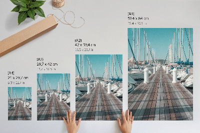 Dekorativni plakat Marina jahte mol plavo nebo simetrija
