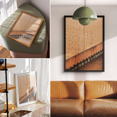 Plakat Geometrijske linije bež i smeđih tonova pune harmonije