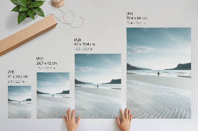 Zidni plakat Plaža ujutro s valovima i sitnim pijeskom