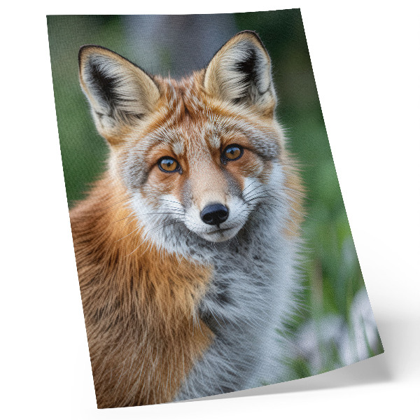 Plakat Portret lisice, tople nijanse, zelena pozadina