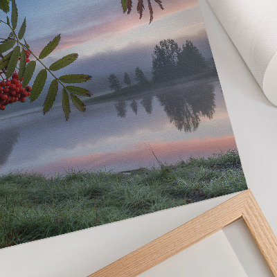 Dekorativni plakat Jezero ujutro jarebika nježna magla priroda