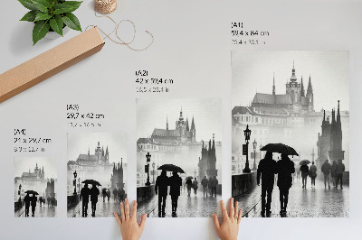 Dekorativni plakat Šetnja po kiši, par povijesne arhitekture