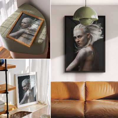 Zidni plakat Tamna pozadina nježna bijela kosa fokus